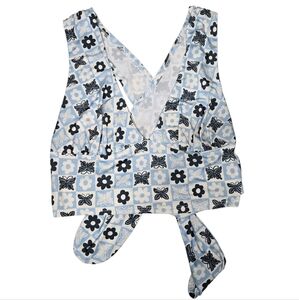 Urban Outfitters Phoenix Plunging Tie Back Tank Top Butterfly Flowers